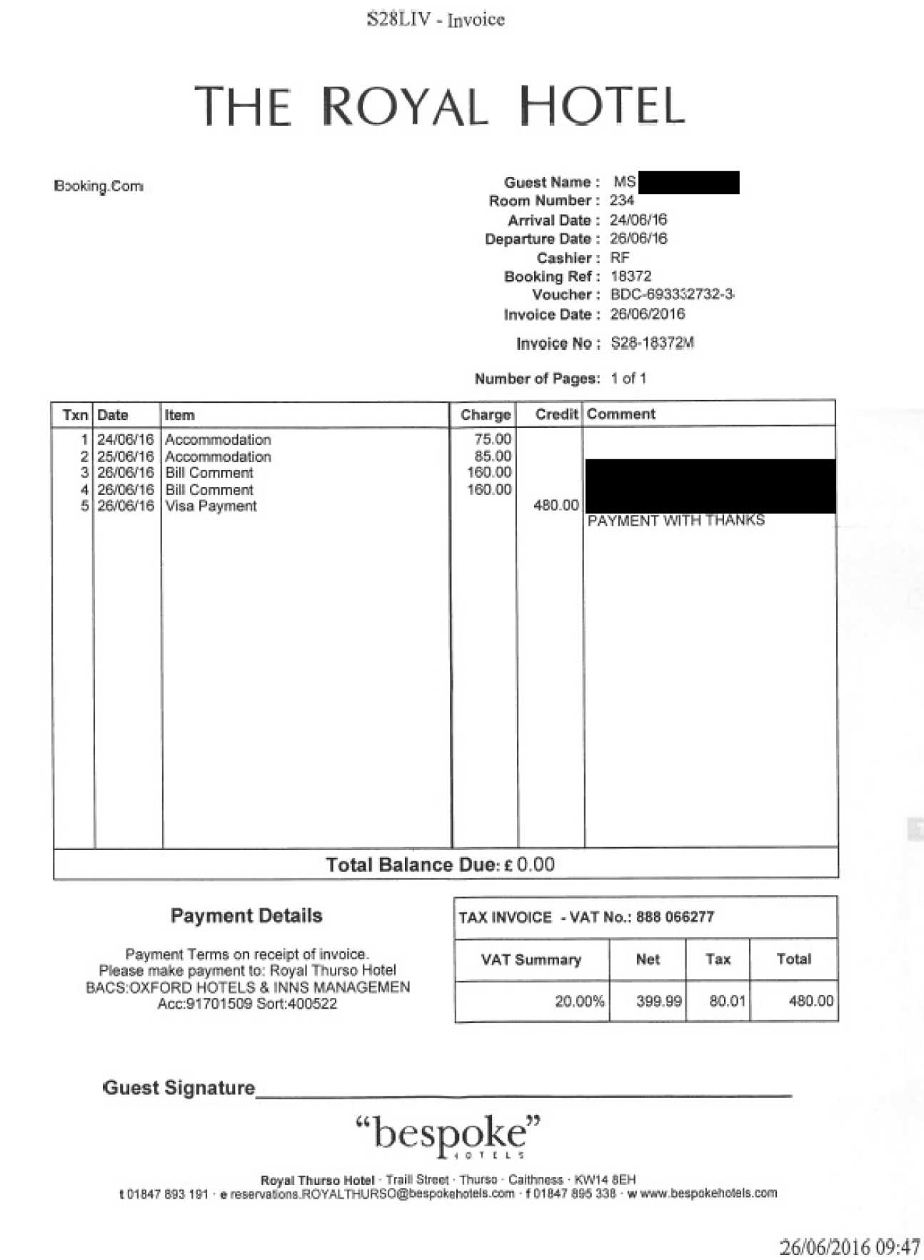 Receipt Examples Administration And Support Services Imperial College London