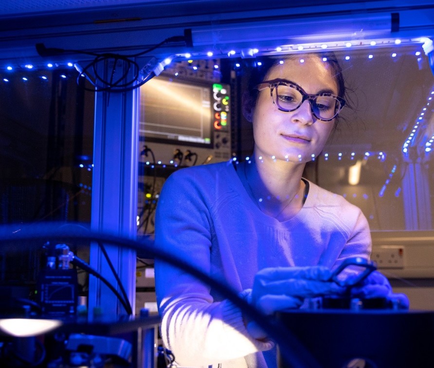 Female engineer working on quantum