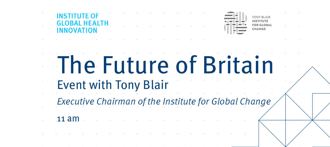 A slide describing the IGHI event with Tony Blair