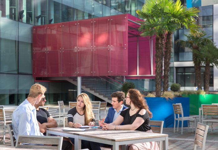 Group of students in courtyard