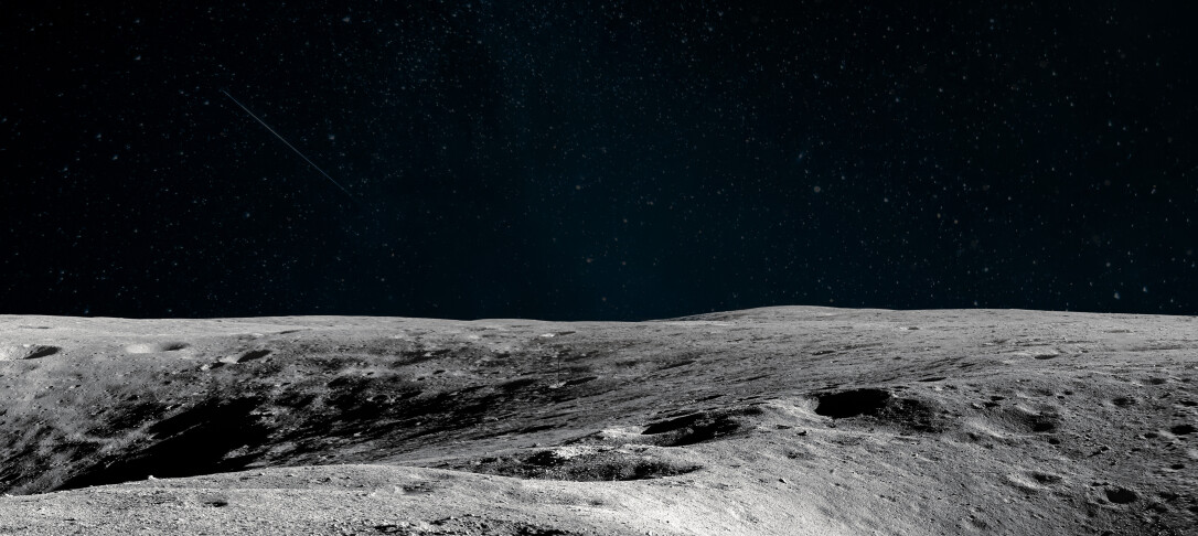 An image of the Moon's surface with open space in the background.