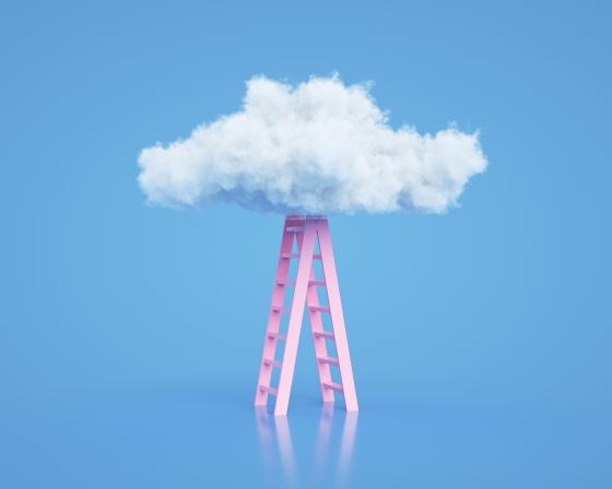 A stepladder ascending to a cloud