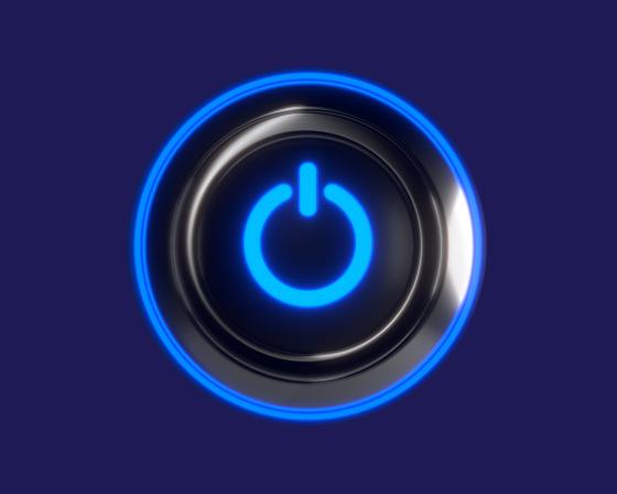 Blue power button with navy background