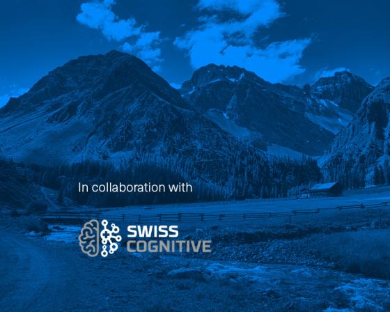 Mountains in Davos with Swiss Cognitive logo