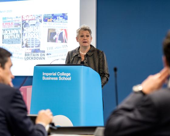 Kate Bingham at Business School conference in 2022