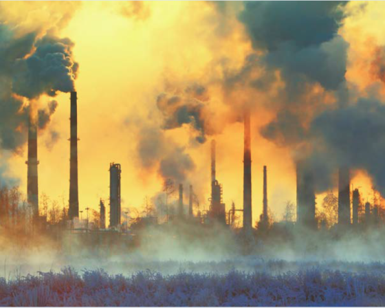 Image of Industrial Pollution with Yellow hue