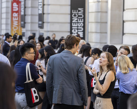 Students networking outside the Science Museum