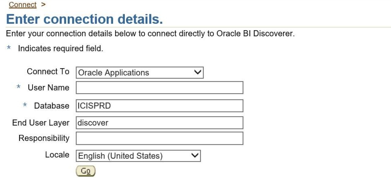 Enter connection details for Oracle