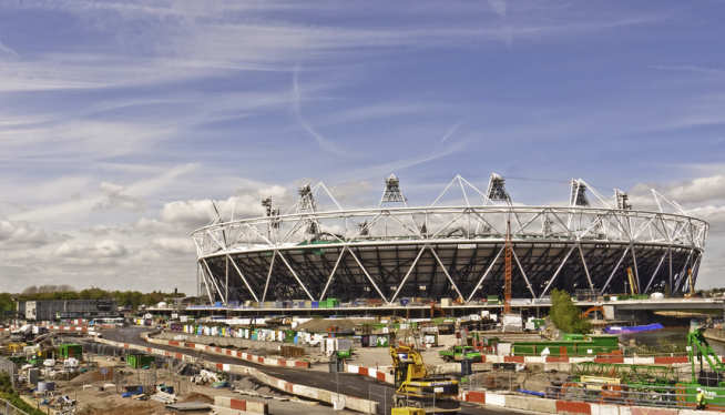 London 2012 Olympic Stadium under construction