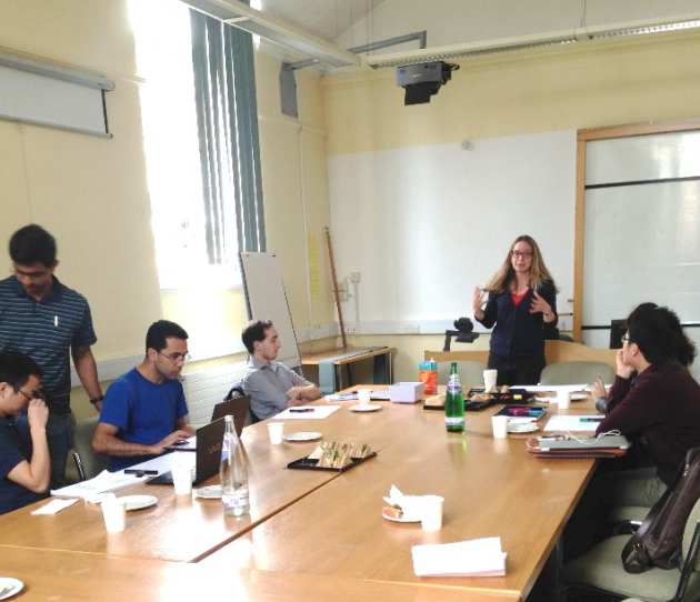 (University of Oxford, Outreach Officer, Jayne Shaw delivering a workshop to the PDRAs)