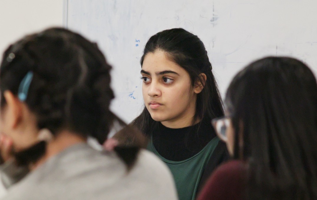 Student in group discussion