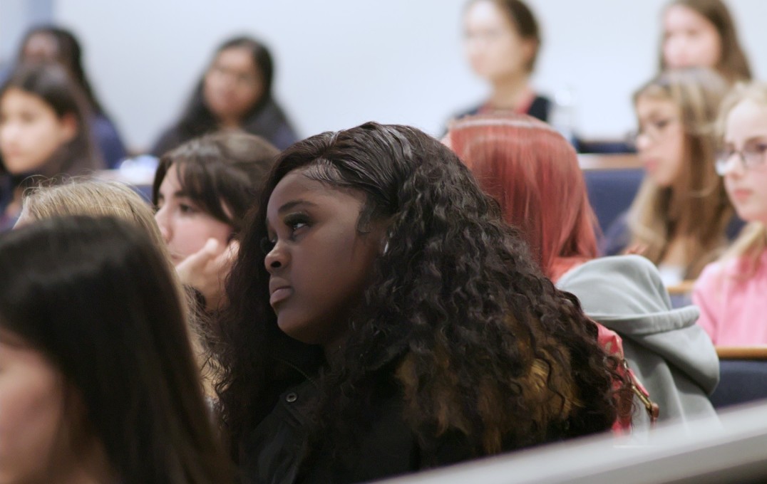 Student listening to lecture