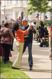 Dr Naheed Alizadeh (INSPIRE) and the Rector dancing at the Centenary Staff Party