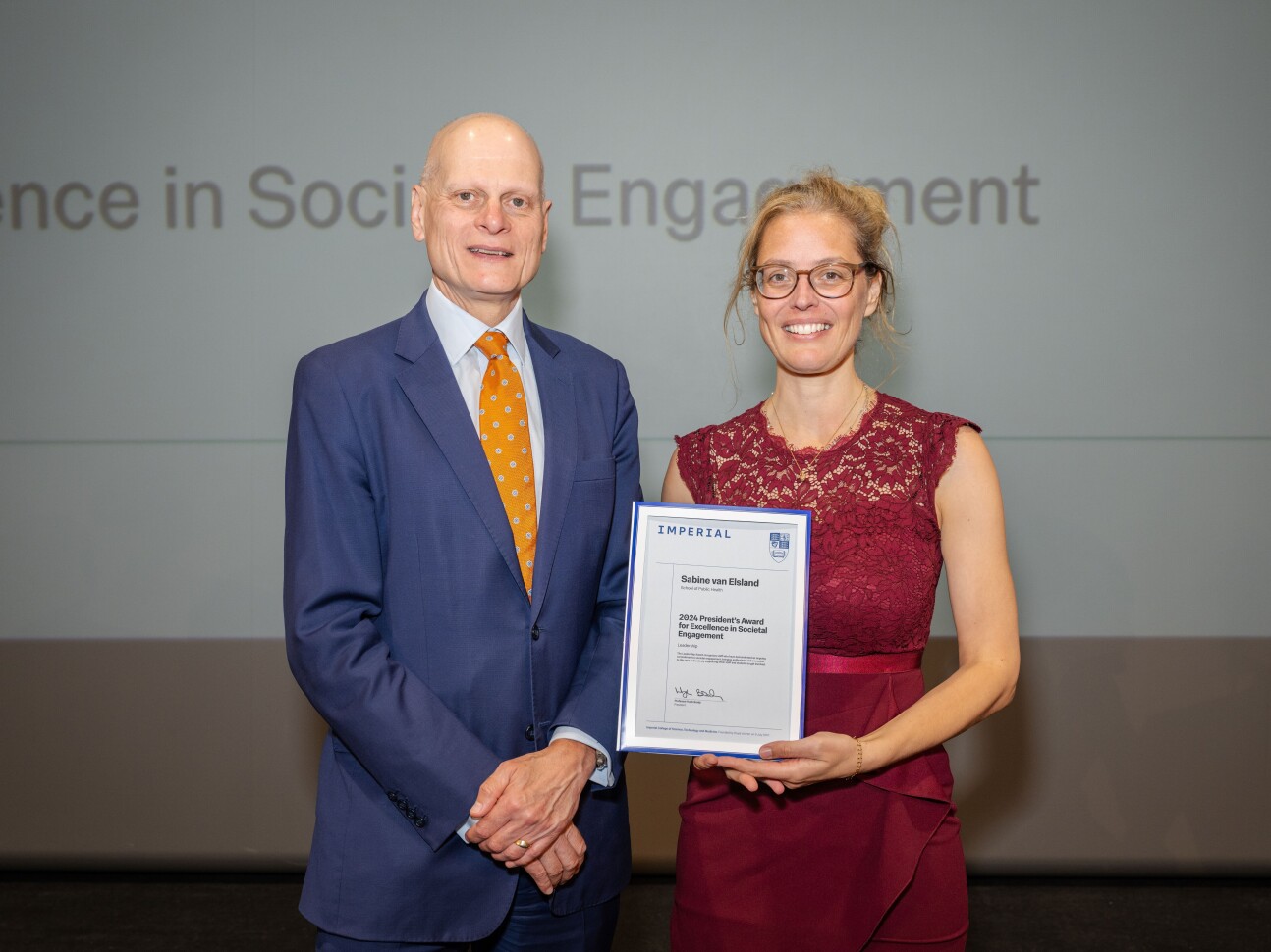 Sabine van Elsland accepting her certificate