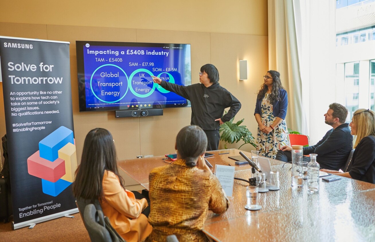 Yu Gu and Anjali Devadasan showcased their work on screen during the competition.