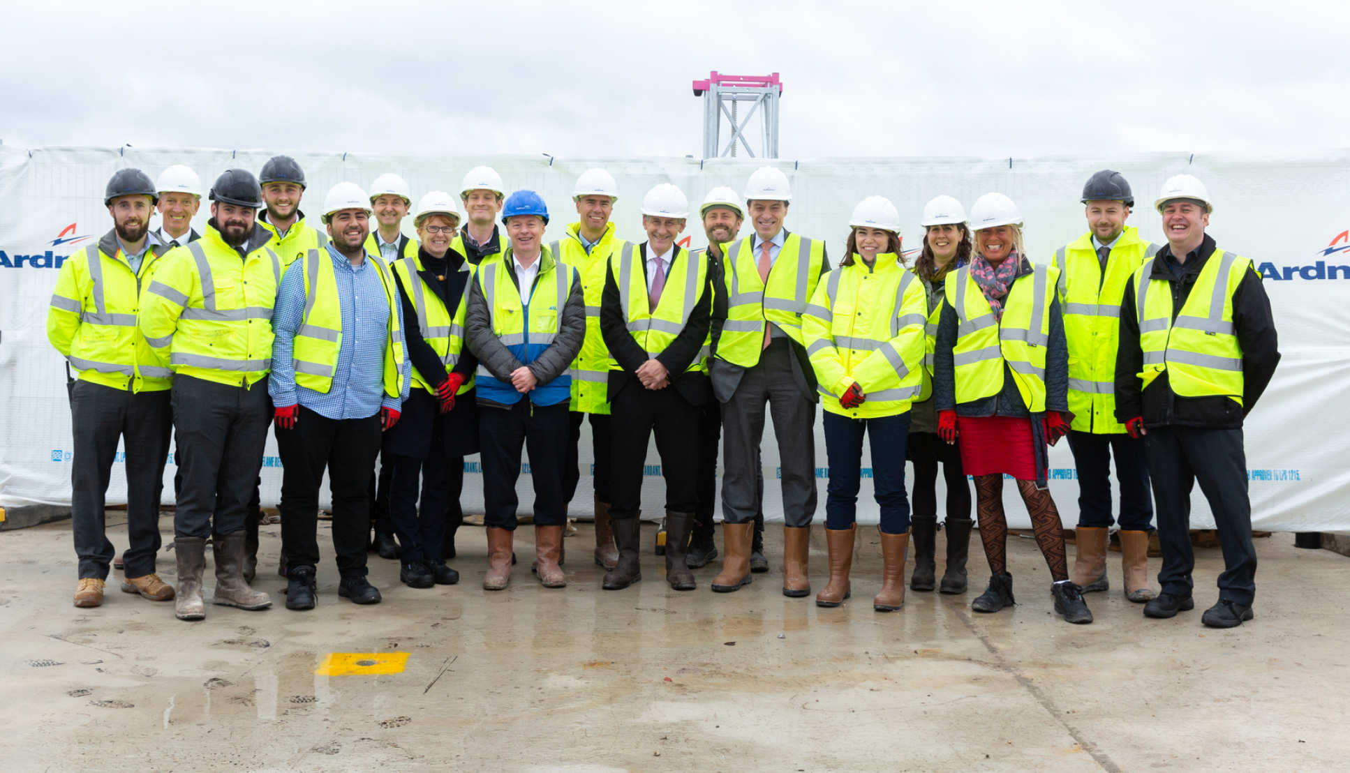 Attendees at the Kemp Porter Buildings topping out ceremony