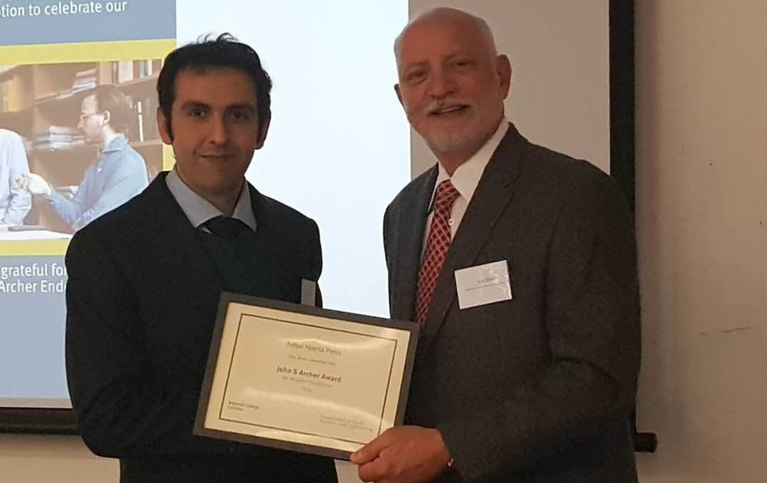 Felipe Huerta Perez receives award from Dr Ivor Ellul