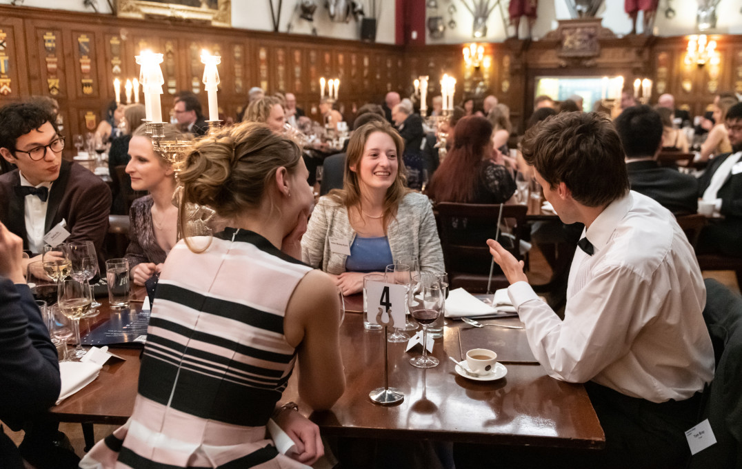 Alumni talking at the annual gala dinner