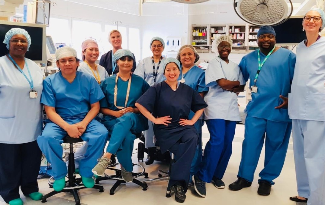 Surgical team in new scrubs