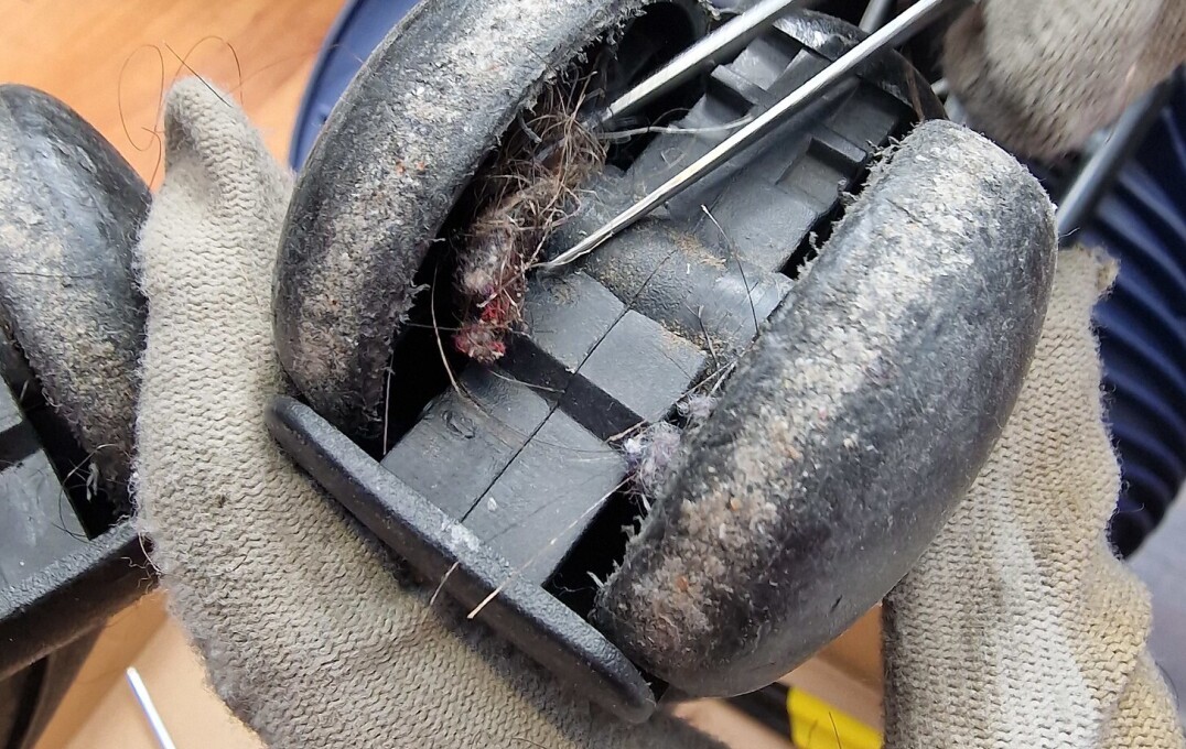 This is dedication. Castors on chairs get jammed with hair – the team maintains them by removing hair and replacing any broken castors rather than replacing the whole chair. 