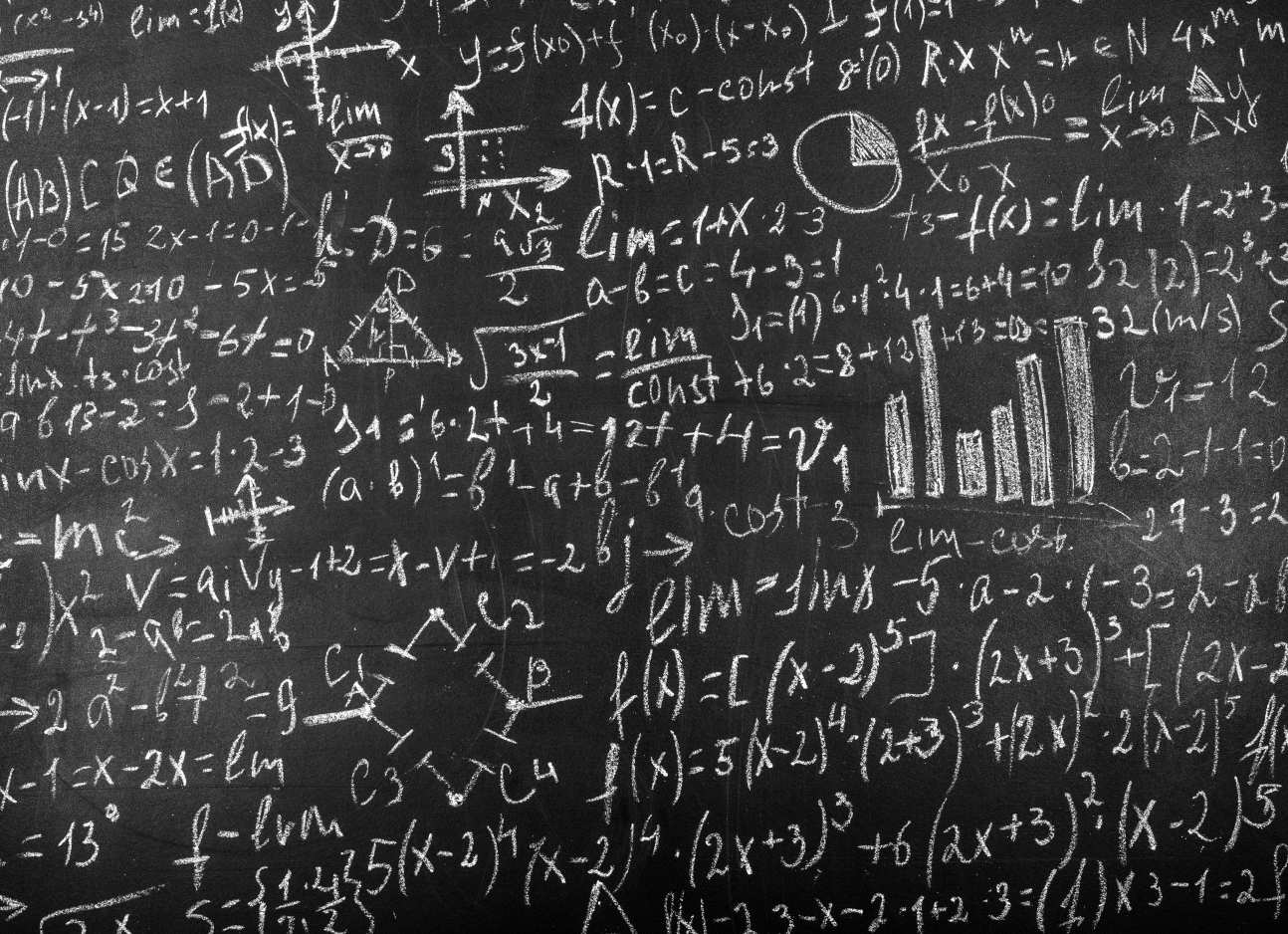 Mathematics equations on a blackboard