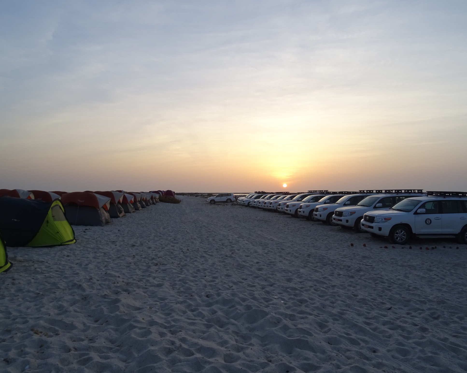Tents on sandy beaches in Oman for Petroleum Fieldwork