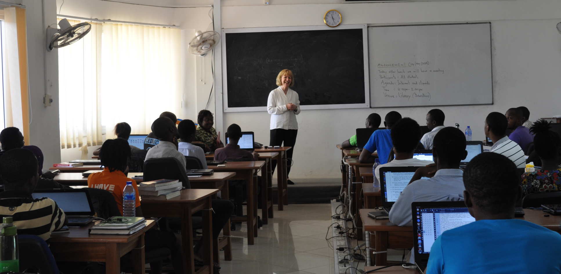 Professor Dallman speaks to Masters students at the African Institute of Mathematical Sciences 