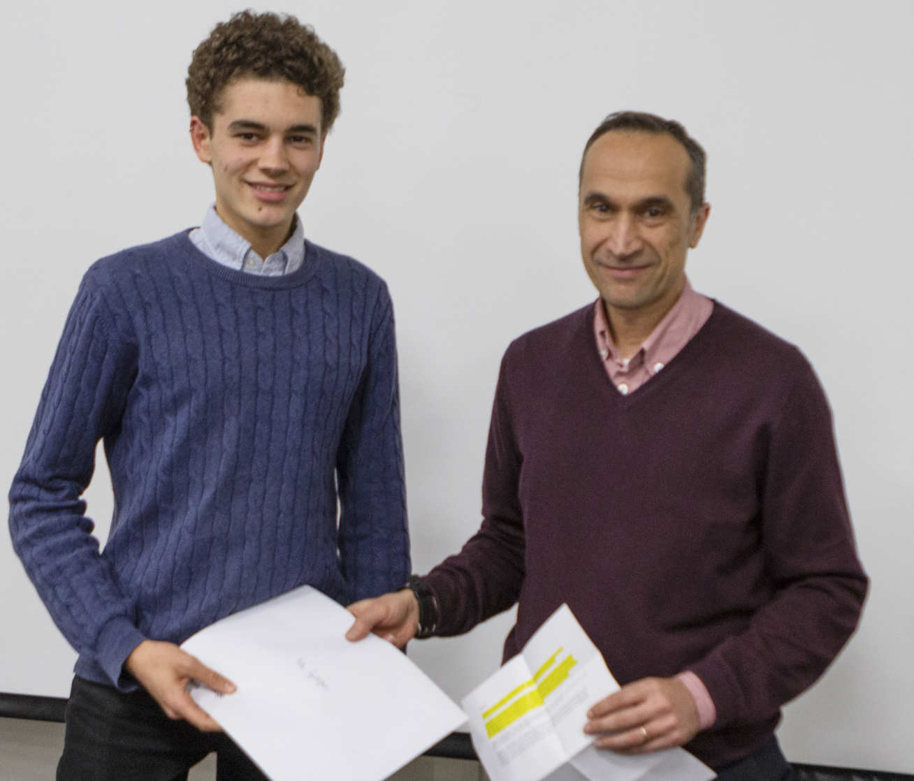 Professor Nilay Shah presenting second year undergraduate Miles Guildford with his award