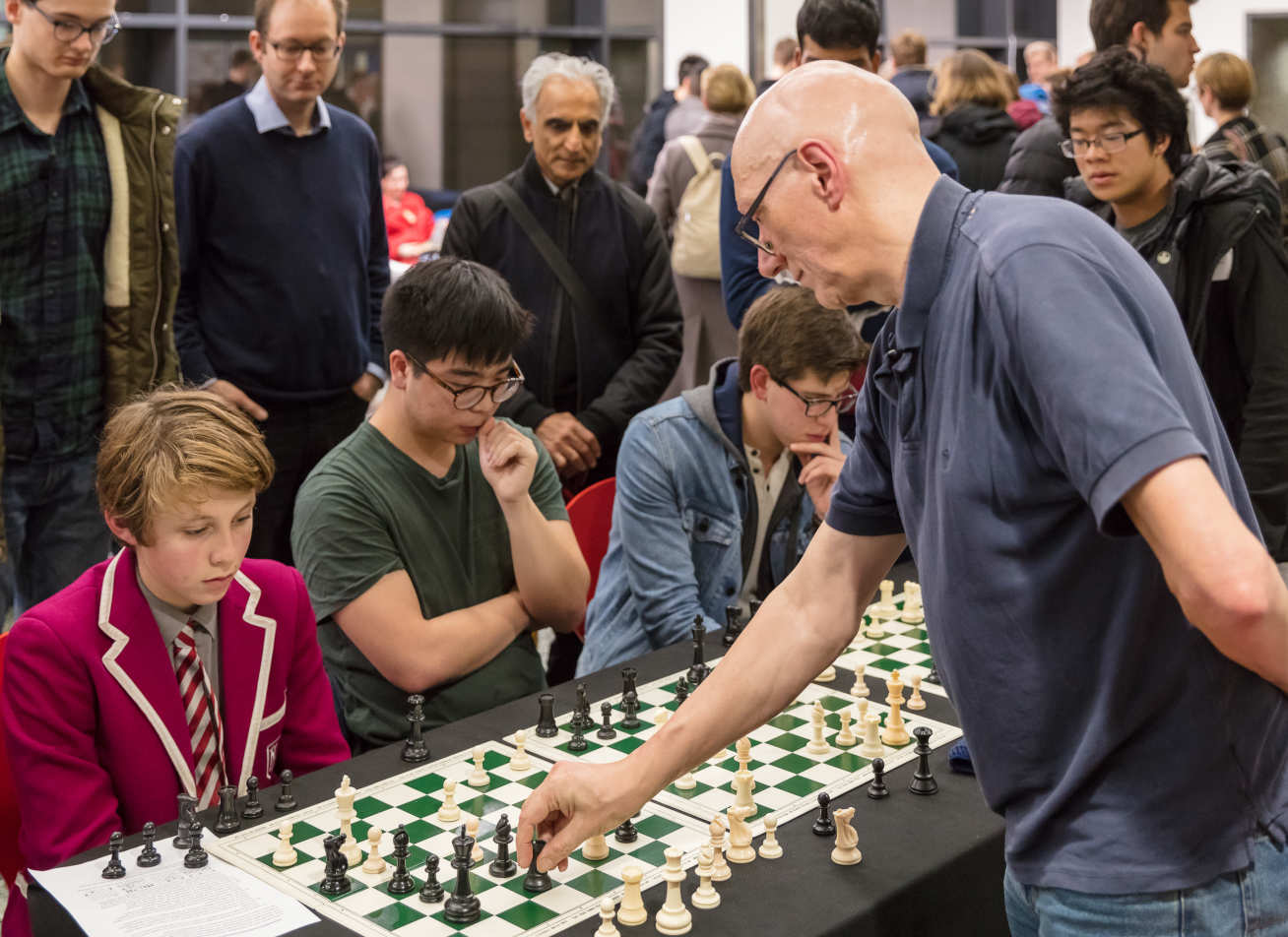 Jonathan Mestel challenges visitors to chess