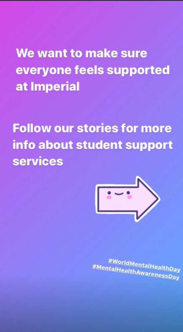 Screenshot of the first page of Imperial's Instagram story, to signpost people to the link to the story.