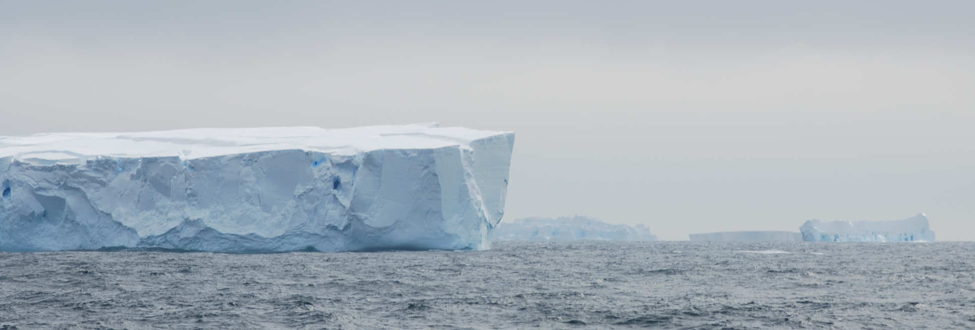 Photo of icebergs in the Southern Ocean, taken on expedition near the Wilkes Subglacial Basin