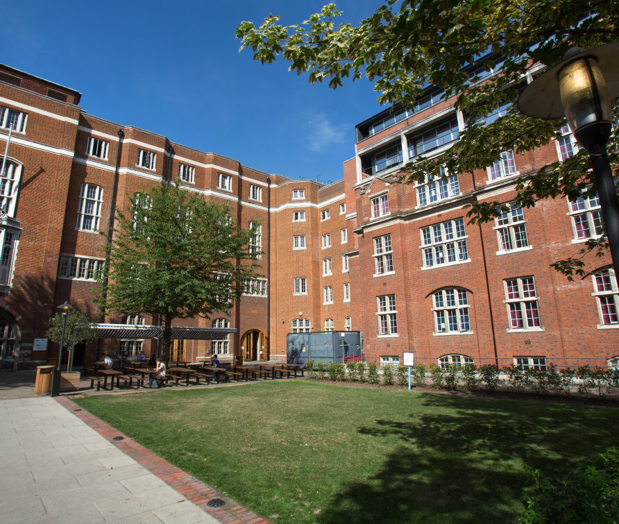 Wide angle photo of Beit Quad in the sunshine 