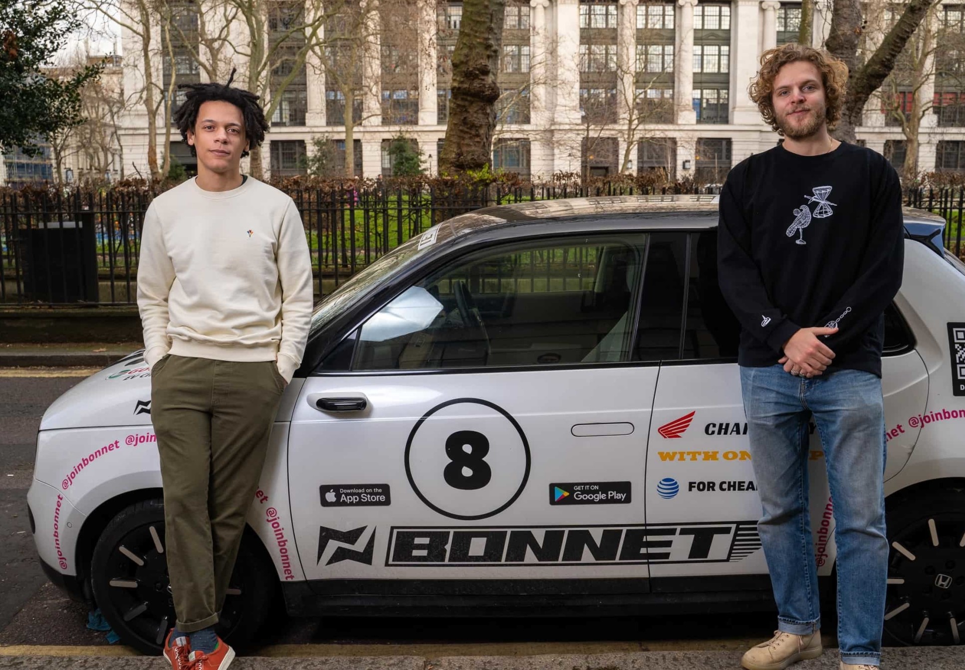 Bonnet founders with an electric car