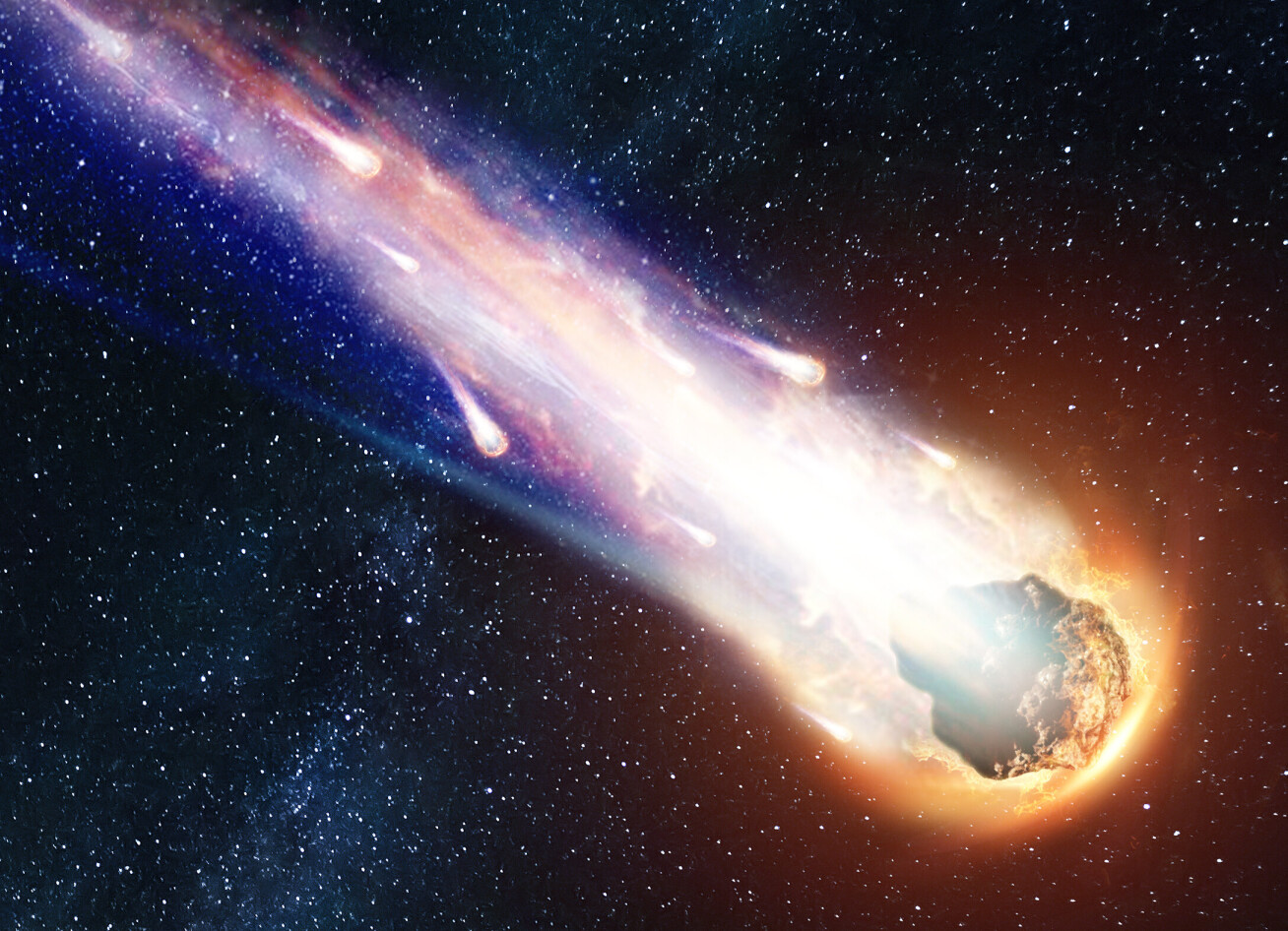CGI picture of a comet in space.