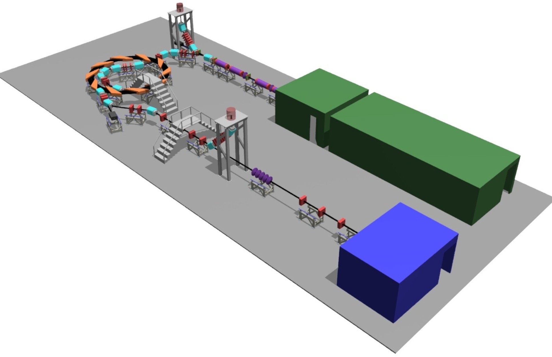 Computer illustration of an accelerator facility