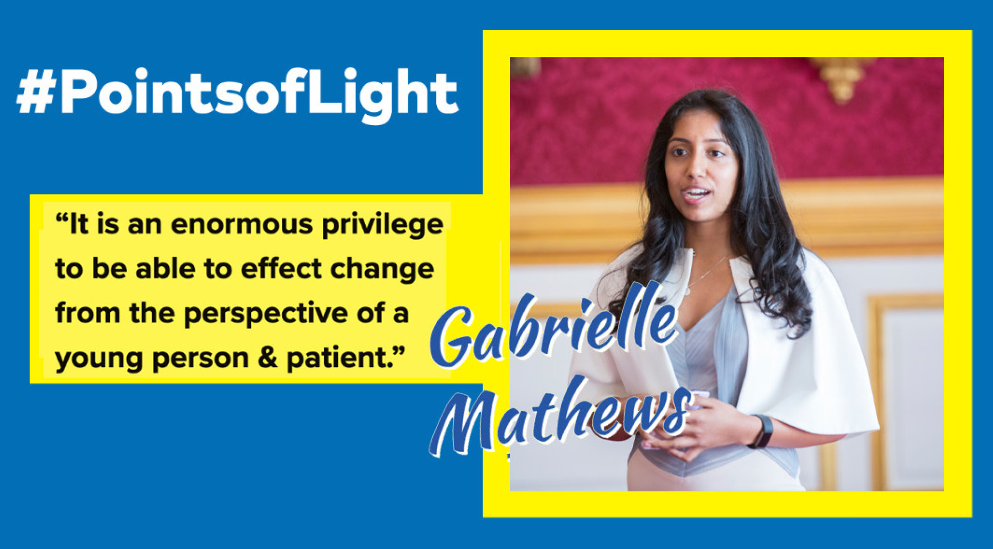 Gaby Mathews receives a Points of Light Award