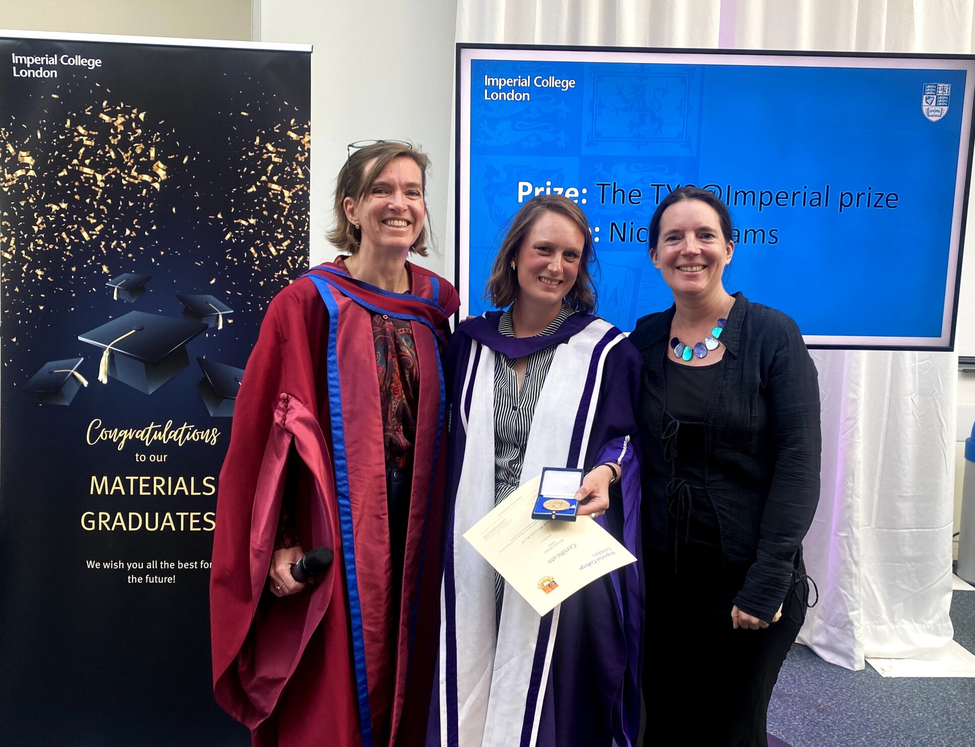 Dr Kaja Ritzau-Reid with Professor Sandrine Heutz and Professor Molly Stevens