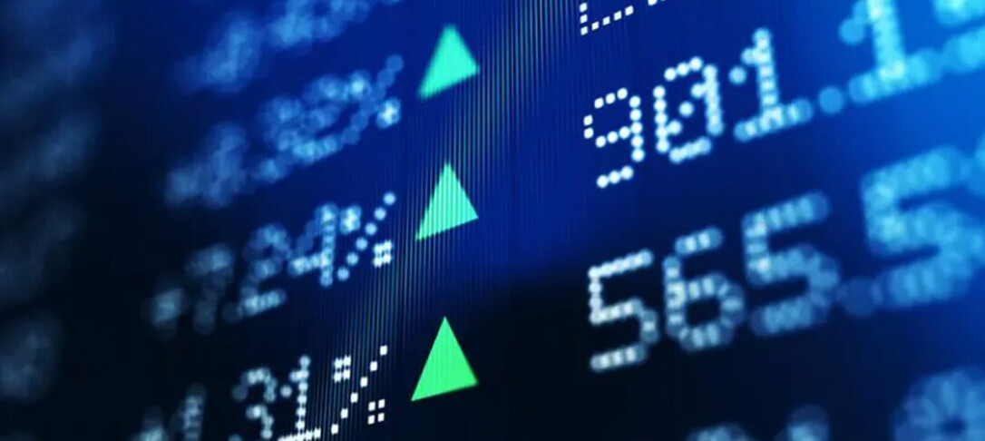 Digital display of stock exchange values increasing and decreasing