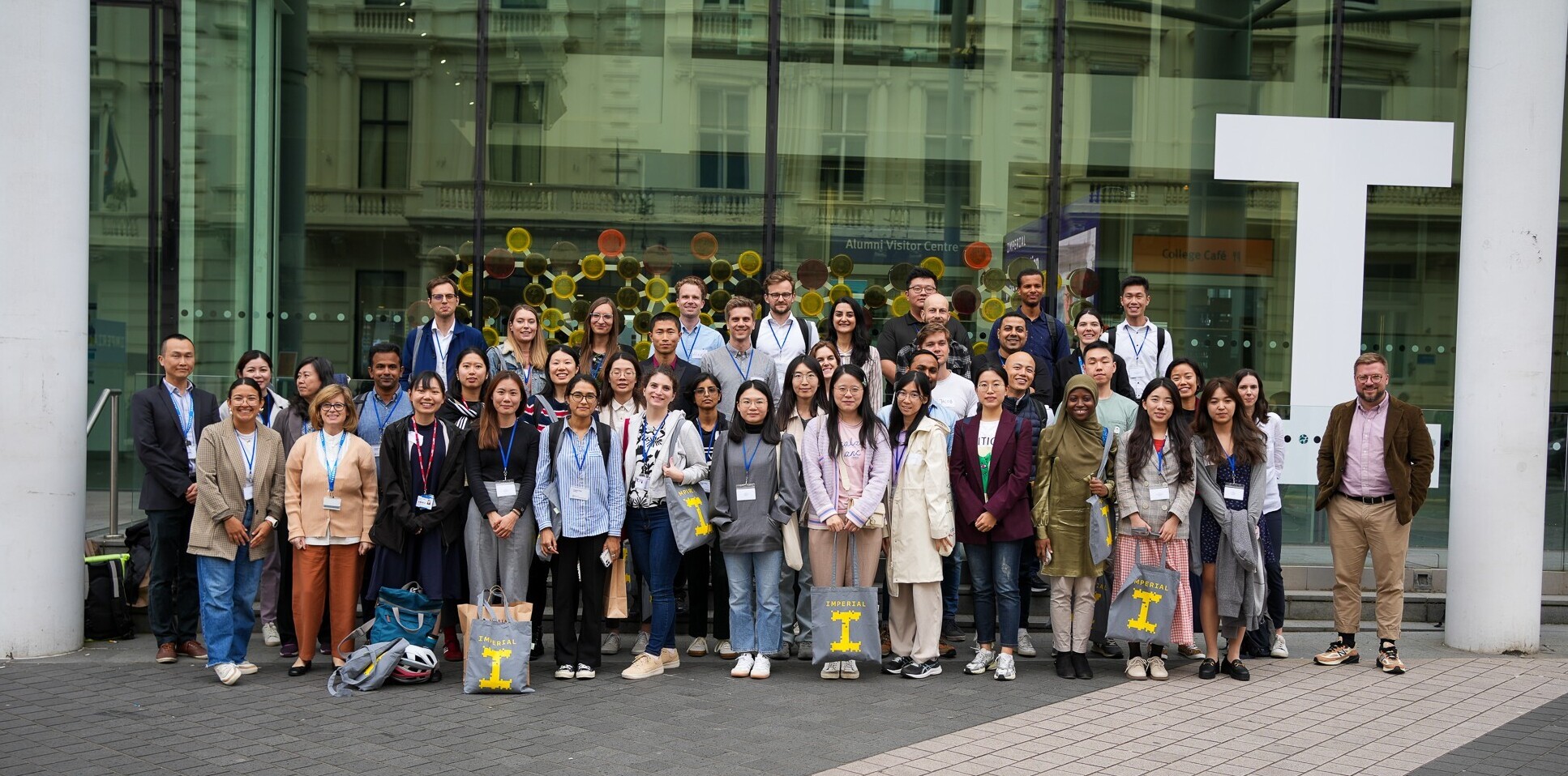 Participants for this year's Global Fellows Programme posing for a picture outside Imperial College London's Main Entrance.