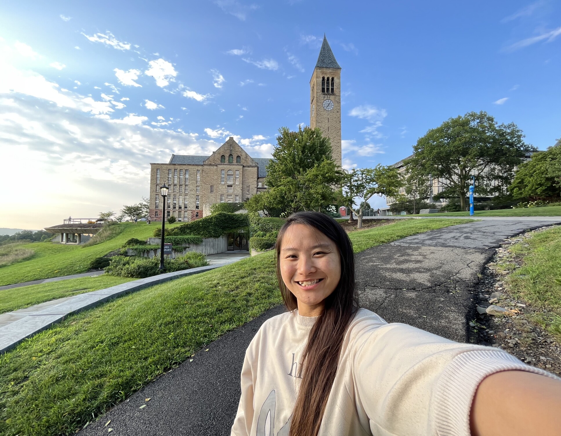 Fion Foo takes a selfie at the Cornell campus in Ithaca, NY