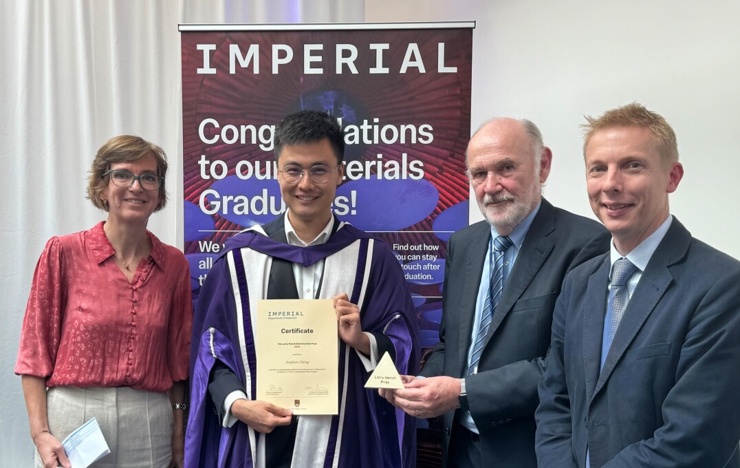 Dr Jinghan Zheng, winner of the Larry Hench Biomaterials Prize 2024