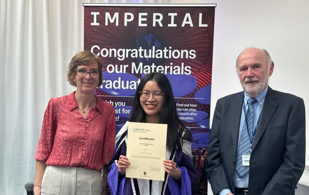 Dr Xinwei Wang, winner of The TYC @ Imperial Prize 2024