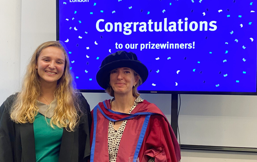 Professor Sandrine Heutz with Berenice Bulteel, Winner of the Ernest Edward Glorney Scholarship