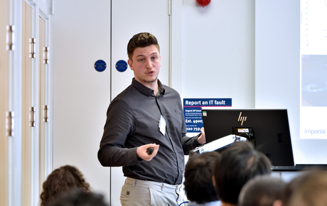 Leonis Derguti, MRes student presenting his project