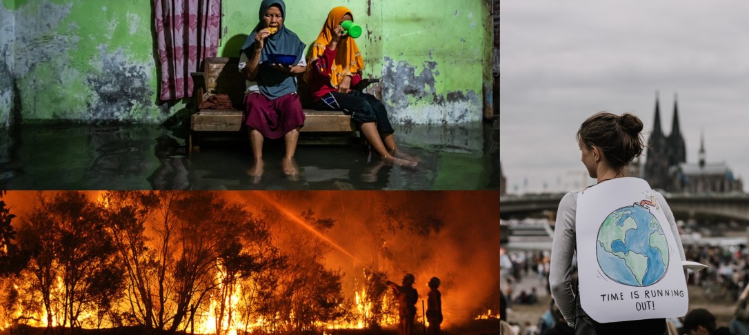 Collage of images showing the climate crisis