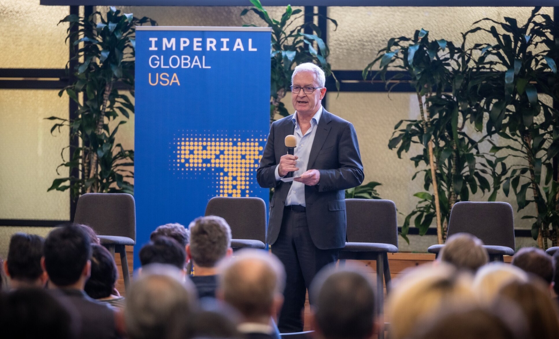 Imperial's President Professor Hugh Brady speaking at the official launch of Imperial Global USA.