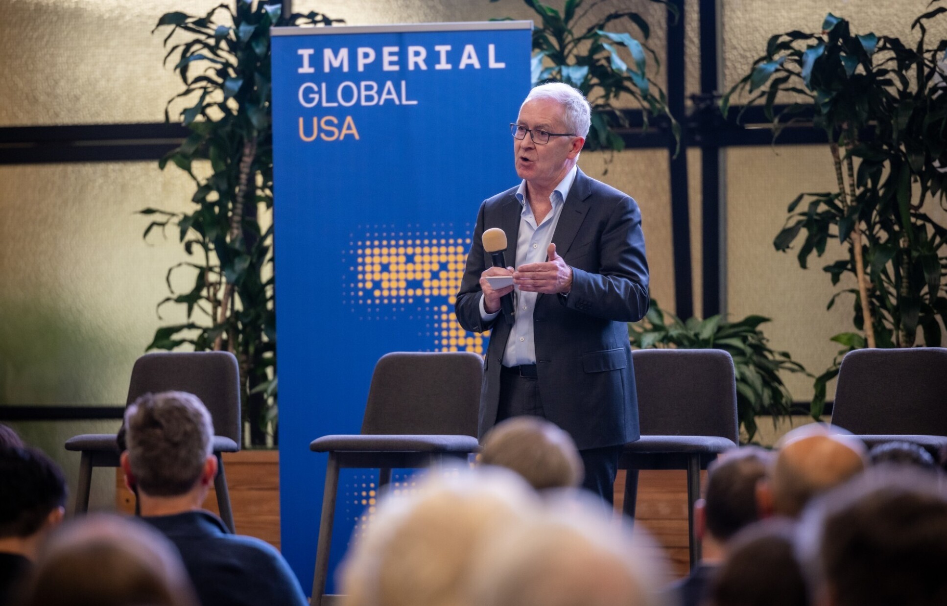 Professor Hugh Brady speaking at the official launch of Imperial Global USA.