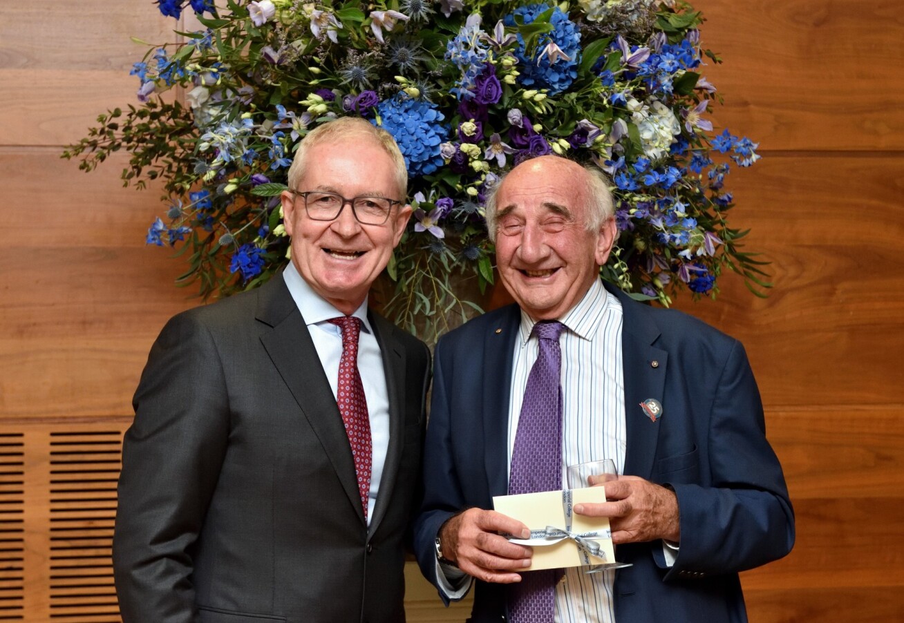 Sir Peter (R) pictured here with Professor Hugh Brady, President of Imperial, at the Long Servers Dinner in 2022.
