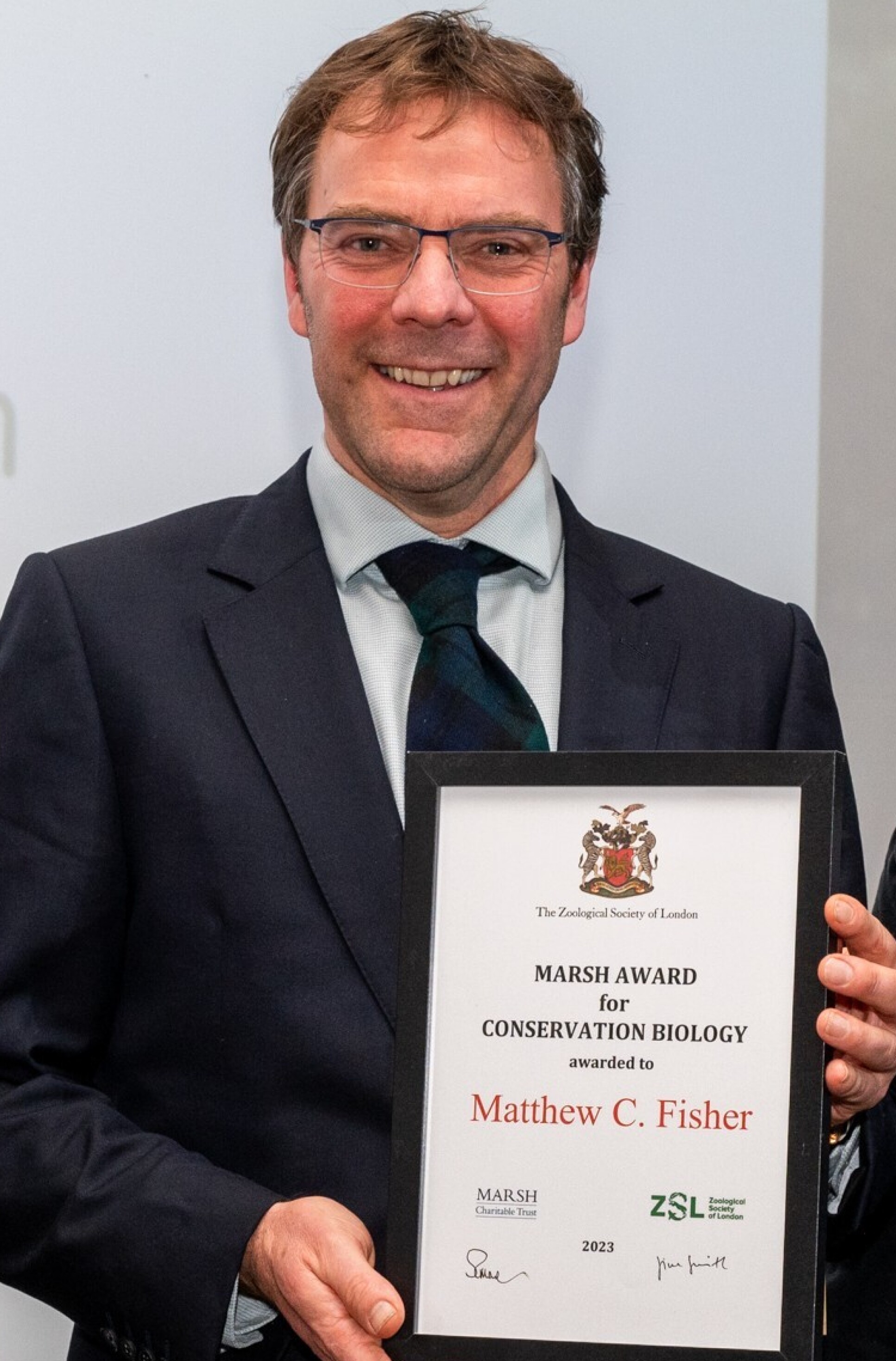 Professor Mat FIsher Receiving the Marsh Award at the ZSL Ceremony