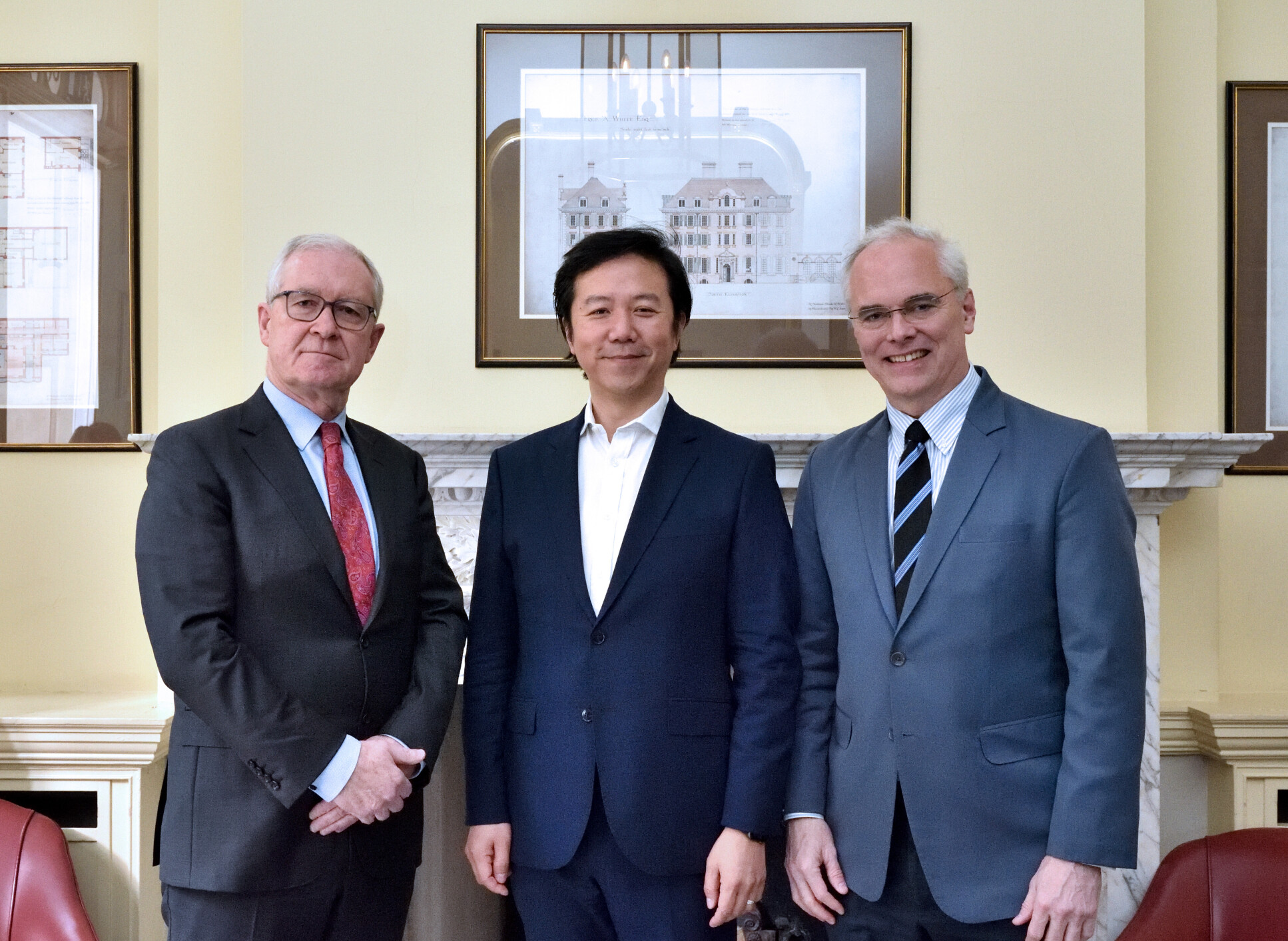 Left to right: Imperial College London President Professor Hugh Brady, MusiCC PI Professor Chris Chiu, CEPI CEO Dr Richard Hatchett